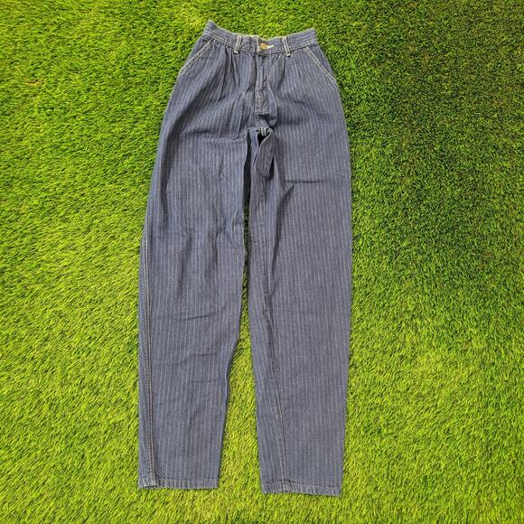 Vintage 80s Lee Pinstripe Jeans Womens 2XS 00 Waist 22 High Rise USA - Picture 1 of 16
